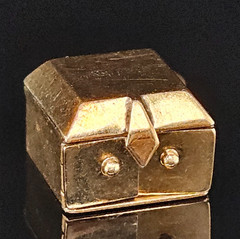 14K Gold Walter Lampl ARTICULATED SAFEBOX OPENS Charm Pendant 3D Treasurebox