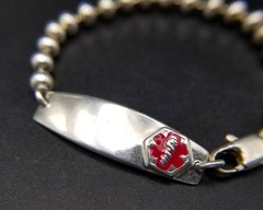 Italian Vintage Silver Medical Alert ID Bracelet Ball Chain Not specified