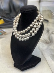 Vintage Sterling Silver Ball Beaded Necklace & Bracelet