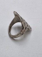 Vintage Hammered Organic Statement Ring – Modernist Textured Silver Tone Ring