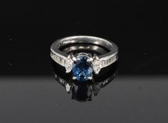 Fine 1.97ct GIA Certified Blue Sapphire & 0.50ct Diamond Platinum Ring Size 6.5