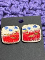 Vintage Abstract Art to Wear Square Stud Earrings 7/8 inch