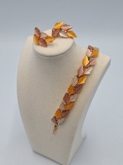 BSK Vintage Resin Bracelet/Earrings Set Fall Leaves Retro Chic Eclectic EUC