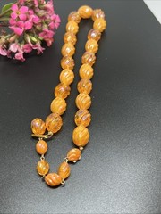Vintage Orange Plastic Lucite Beaded 16” Necklace 6076