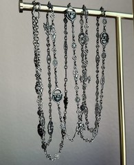 Impressive Antique Peruzzi 800 Silver 60” Muff Chain Grotesques & Fleur de Lis