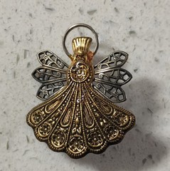Two Toned Gold And Silver Toned Metal Angel Pin/ Brooch