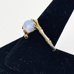 14kt Gold-Filled Vintage Opal Asian Style Bamboo Wrap Ring