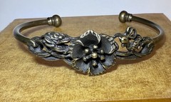 Floral Bracelet Copper 3D Design Brass & Copper Charming Vintage Look Fashion