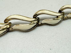 Vintage Choker Necklace Retro Gold Tone Cream Enamel Mid Century Chain 15 inch