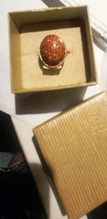 TIMNA JEWELRY COLLECTION(TM) OVAL CABOCHON MAN MADE GOLDSTONE COPPER RING – COP4