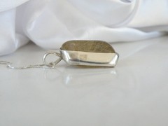 Artisan Sterling Silver 999 Modernist Natural Rutilated Quartz Pendant Necklace
