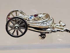 Western Wagon Small Series/Gold Tone/Multi Rhinestone Vintage Brooch