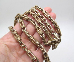 Vintage Heavy Silver & Copper Bar & Cage 7.80mm Link Chain Necklace 30 Inch