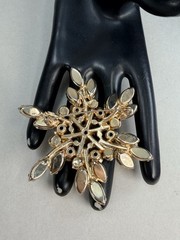 Exquisite Juliana D&E Champagne Rhinestone Starburst Brooch Large Statement Pin