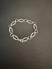 Vintage Thailand Sterling Silver Chunky Chain Link Design Bracelet 7.5″