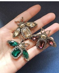 Gold Rhinestone Bee Brooch Pin for Women Men Fashion Crystal Vintage Green CZ…