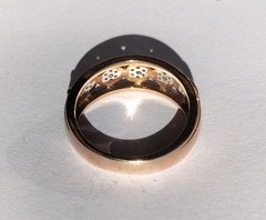 Vintage Handmade Rose Gold Ring with 35x Pavé Set Diamonds, Size O (17.35mm) 4g