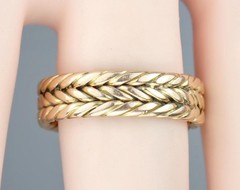 Fine Antique Victorian Solid 18K Gold Braided Rope Twist Eternity Band Ring 6.25