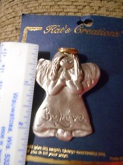Kat’s Creations ANGEL BELIEVE Brooch Brushed Pewter W/24 Karat Gold Psalm 91:11