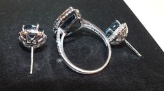 Gorgeous Vintage Sterling Silver London Blue Topaz Set: Ring and Earrings