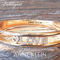 Retro Vintage ANNE KLEIN Pave Crystals Slide LOVE Cuff Bracelet NWOT S11