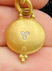 Temple St Clair 18k Yellow Gold Gemini Zodiac Medallion Pendant Necklace
