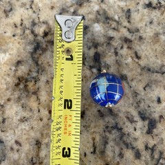 Vintage Yellow Gold Plated & Blue Enamel Globe Earth Dangle Charm Or Pendant