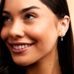 RS Pure by Ross-Simons London Blue Topaz Hoop Charms in 14kt Yellow Gold