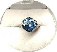 MONTANA SAPPHIRE Ring – Sky Blue – Art Deco Vintage 14k White Gold Mtg.