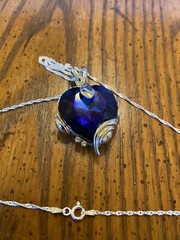 Blue Heart of the Ocean Titanic Necklace 925 Chain Stunning 12in Chain Valentine