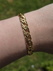 Vintage Gold Tone Stacker Bracelet Fold Over Clasp Chain Well Made