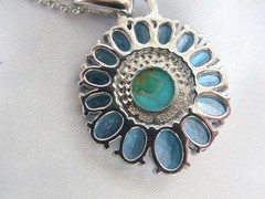 Sterling Silver 925 Turquoise London Blue Topaz NF Pendant 28″ Rolo Necklace