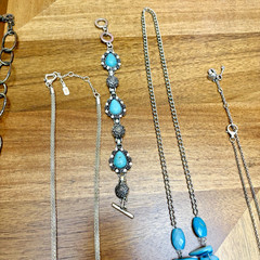 Vintage Turquoise Color Signed RMN JLo Fossil Necklace Bracelet Jewelry Lot
