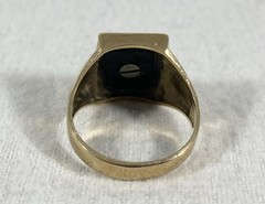 Antique 10K Gold Onyx Letter C Monogram Ring 3.5 Grams Size 6