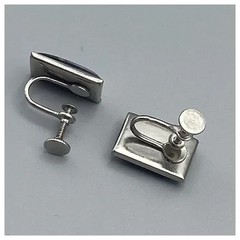 Butterfly Wing Pine Tree Lake Screw Back Earrings Small Rectangular