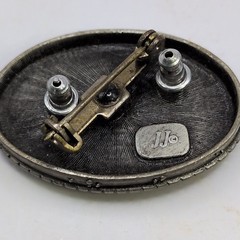 Vtg JJ Jonette Pewter Mushroom Trinket Box Brooch Pin Matching Earrings Signed
