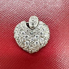VINTAGE 80s 925 STERLING SILVER CZ HEART SHAPE PENDANT