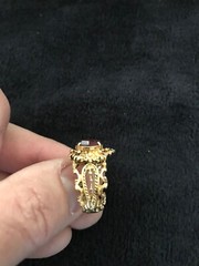 Gold 18kt Plated GE Faux Stone Ring, Size 7