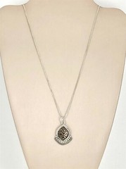 Vintage .925 Sterling Silver & Brass Ornate Antiqued Petite Pendant Necklace 18″