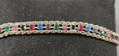 Tennis Bracelet Rainbow Multi Color Rhinestones Crystals Silvertone 7” KOREA