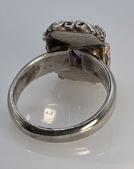 Vintage Sterling Silver 925 Ornate Filigree Bezel Amethyst Ring