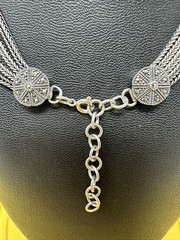 Sterling Silver 4 Stranded Marcasite Herringbone Chain Choker Necklace 56g 18 In
