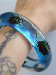 Vintage Blueberry Juice Lucite Beetle Bangle