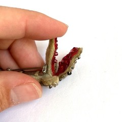 Vintage 40s Alligator Lizard Brooch Sequin Handmade READ