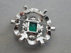 FAB JOMAZ Joseph Mazer Emerald Center Clear Rhinestone Pin Brooch Baguettes