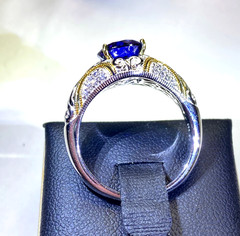 Vintage Sterling Silver Gold Plated Vanna K White & Blue CZ Ring Size 10