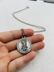 Vintage Saint Anthony Pray For Us St Christopher Protect Us 24” Necklace