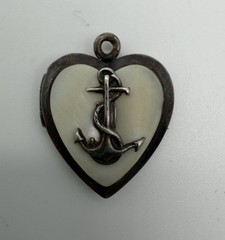 WWII USN Navy Sweetheart Locket Bedford 1/20 12K GF Sterling Silver MOP Anchor