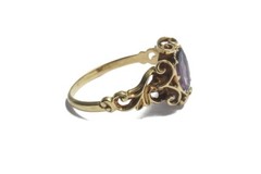 ANTIQUE ENGLISH 15K GOLD ALMANDINE GARNET COCKTAIL RING C1860 NO RESERVE
