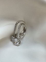 ​JCM Sterling Silver 925 Cubic Zirconia Round Leverback Drop Earrings